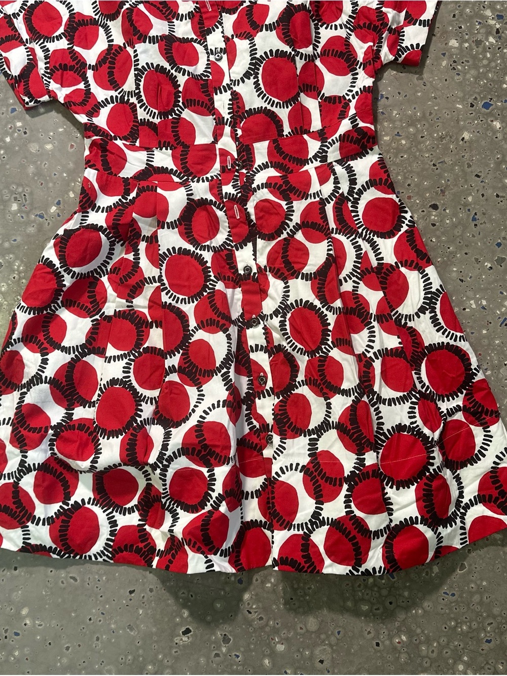 kate spade Red & White Circle-Print Shirt Dress - Picture 5 of 7